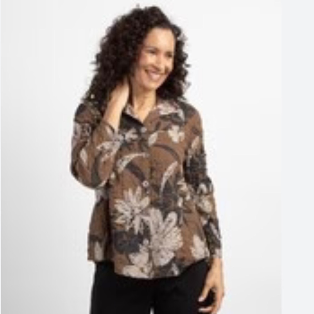 New Habitat Sz XXL Pucker Weave Flower Retro Shirt